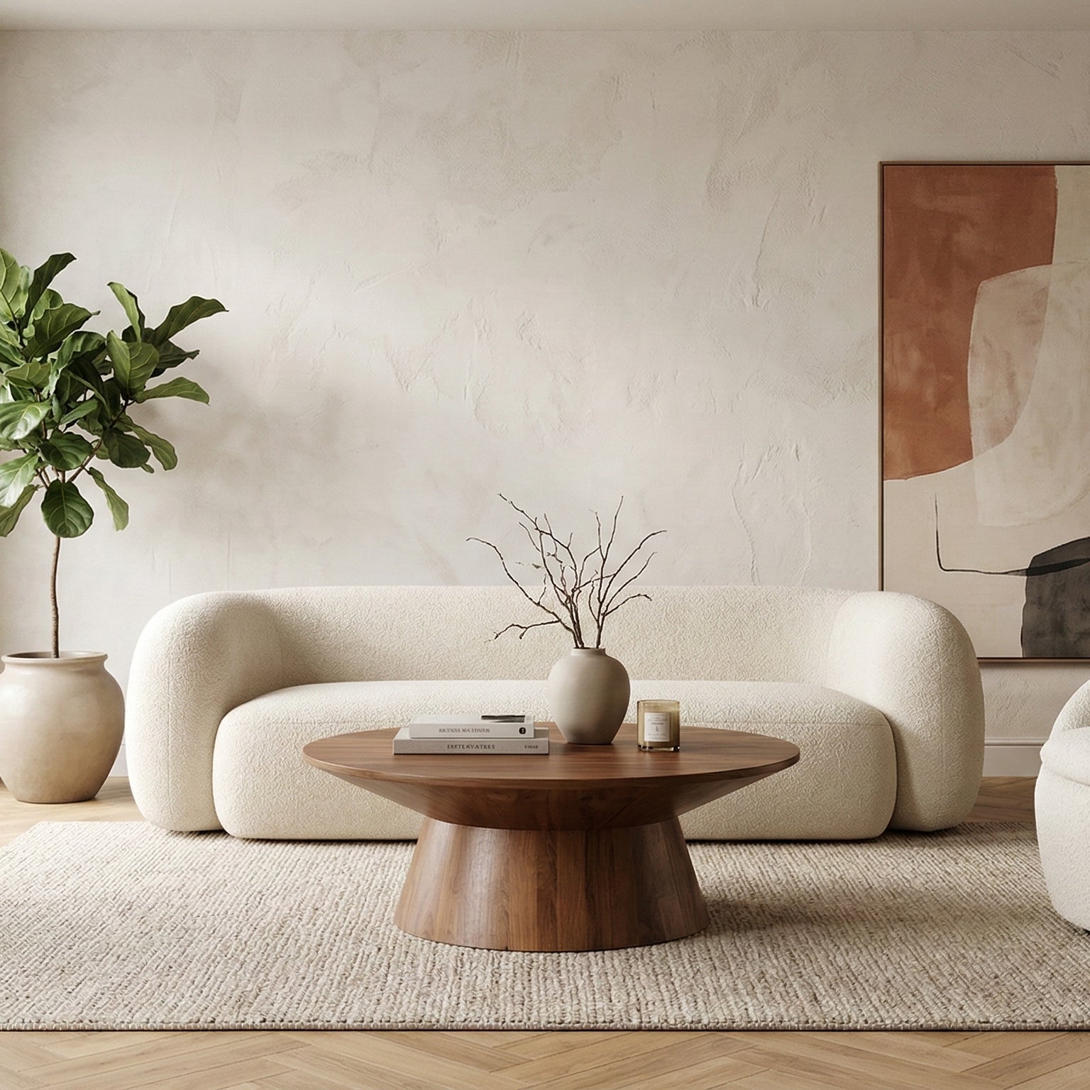 Wohnzimmer mit einem Design-Sofa in einer Wohnung in Lausanne