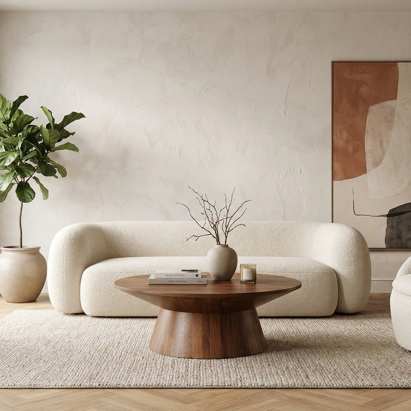 Ein mit einem Design-Sofa eingerichtetes Wohnzimmer in einer Wohnung in Lausanne